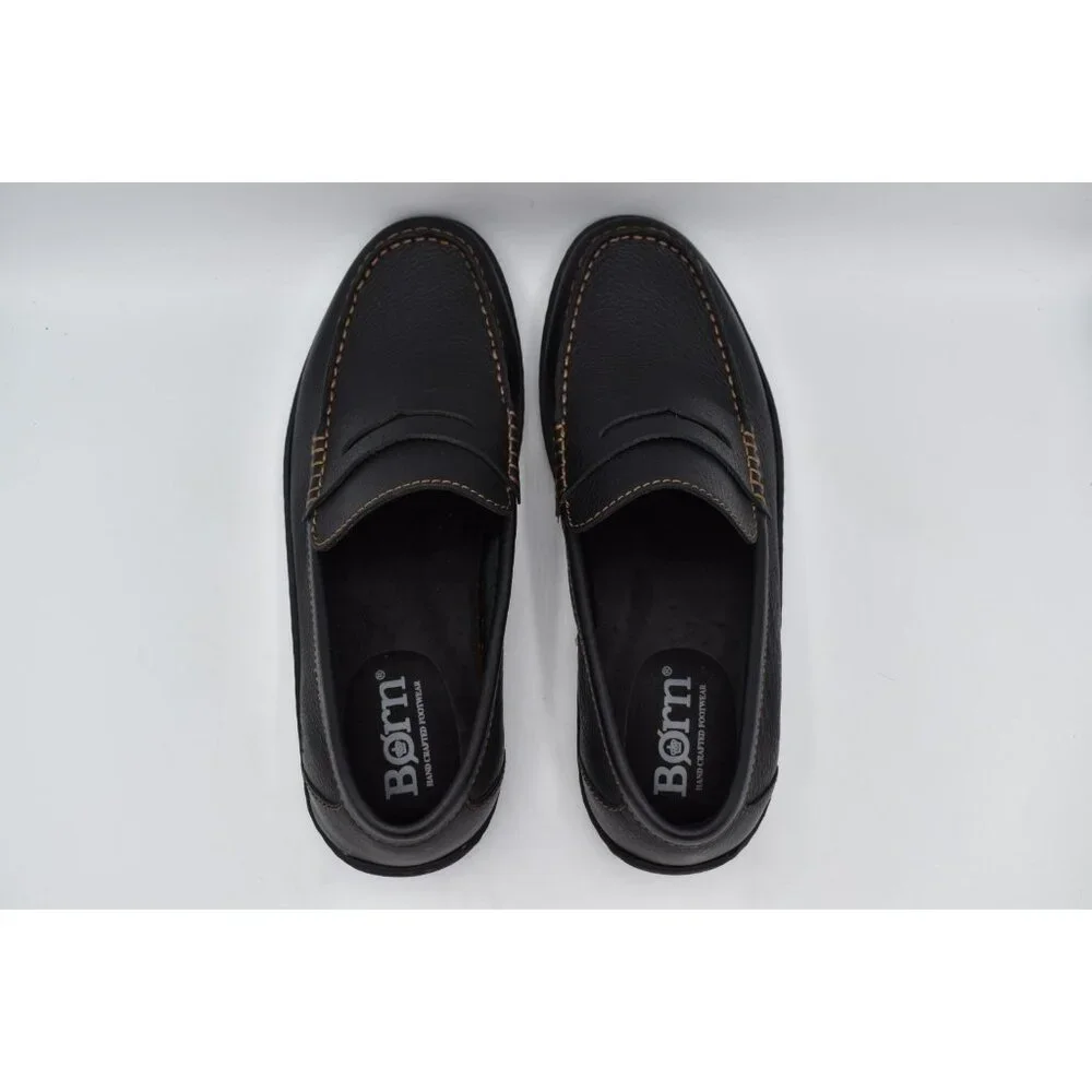 Born Mens Size 11 Simon III Black‎ Full Grain Leather Slip On Loafers Shoes